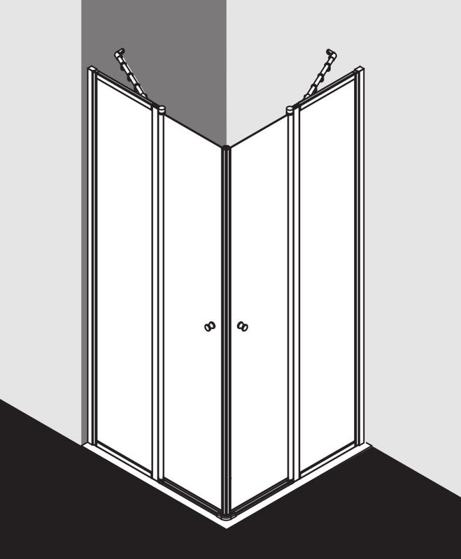 Kermi Eckeinstieg-Haelfte li, Nova 2000, P-Tür, 2-teilig, 80 x 185 cm, silber Kerolan Fontana, 1850 mm, Farbe silberfarben Bild 1