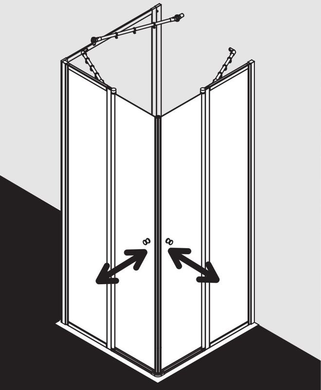 Kermi Eckeinstieg-Haelfte re, Nova 2000, P-Tür, 2-teilig, 90 x 185 cm, silber Kerolan Fontana, 1850 mm, Farbe silberfarben Bild 1