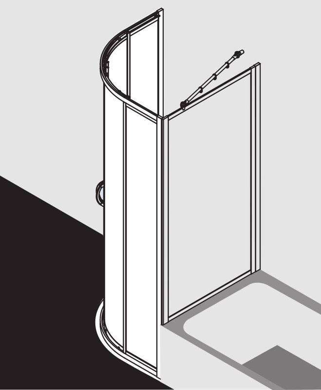 Kermi Viertelkreis-Dusche Nova 2000 80 x 185 cm, R:500 mm, sil-mattgl, Kerol.Font, 1850 mm Bild 1