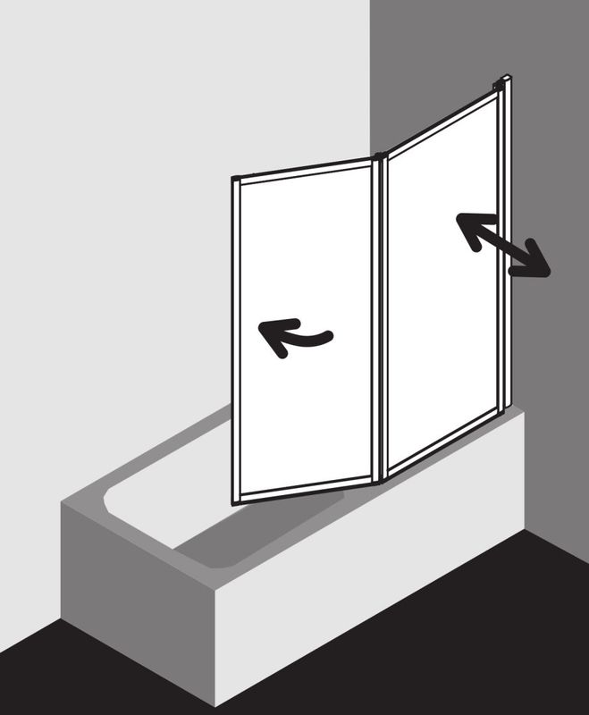 Kermi KR Faltwand Vario 2000 FW2 0600x 1400 BV: 1151-1167 WEI ESG klar Clean, Farbe transparent Bild 1