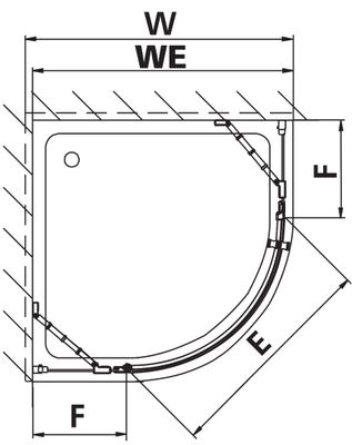 Kermi KR Viertelkreis Ibiza 2000 S2R 1010 x 2000 BV: 970-985 WEI ESG, 2000 mm, Farbe transparent Bild 7