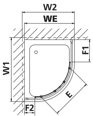 Kermi KR Viertelkreis Ibiza 2000 T20 V21 x2000 BV: -785-885 SIMG ESG, 2000 mm, Farbe transparent Bild 4