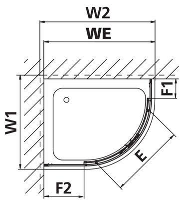 Kermi KR Viertelkreis Ibiza 2000 R53 V31 x1850 BV: -785-985 WEI ESG, 1850 mm, Farbe transparent Bild 4