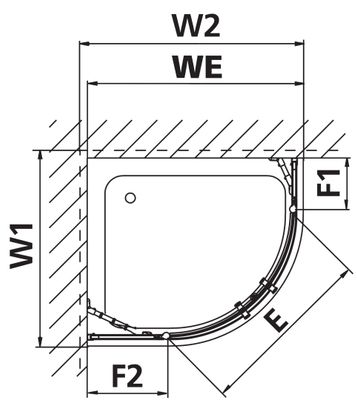 Kermi KR Viertelkreis Nova 2000 P48 V11 x1850 BV: -735-885 WEI Kerolan Fontana, 1850 mm Bild 5