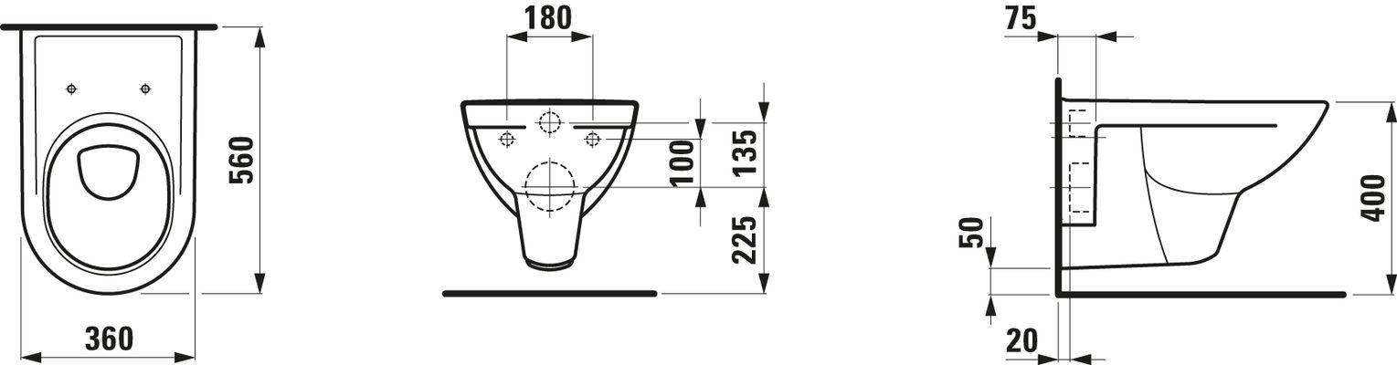 Laufen Wand-Tiefspül-WC, 350 x 360 x 560 mm, Farbe pergamon Bild 5