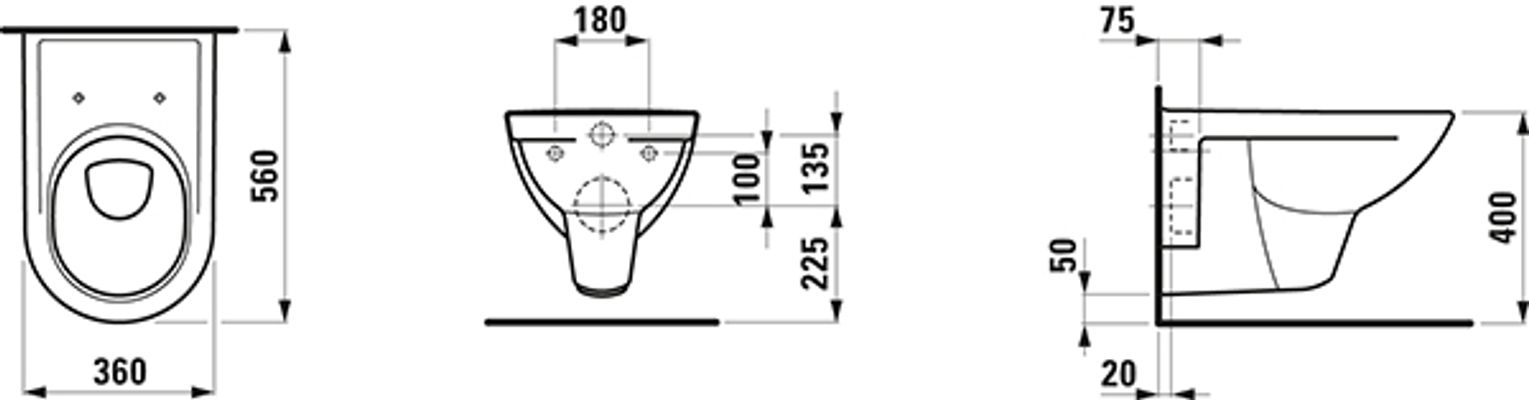 Laufen Wand-Tiefspül-WC, 350 x 360 x 560 mm, Farbe pergamon Bild 6