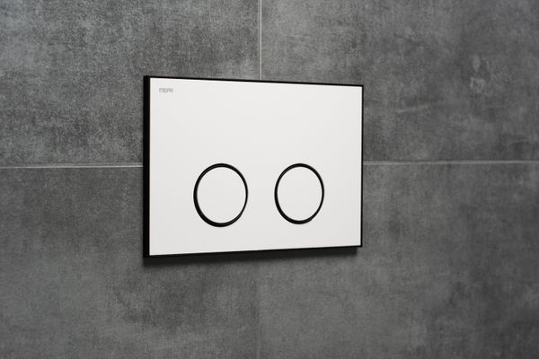 Pauli + Menden WC Betätigungsplatte MEPA Frame 2-M Laminam Weiss-Mattschwarz, 148 x 218 mm, Farbe weiß, schwarz Bild 5