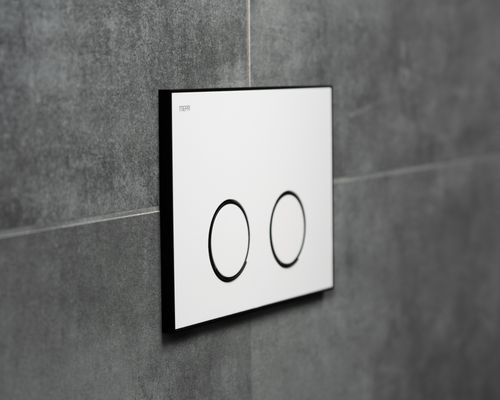 Pauli + Menden WC Betätigungsplatte MEPA Frame 2-M Laminam Weiss-Mattschwarz, 148 x 218 mm, Farbe weiß, schwarz Bild 4