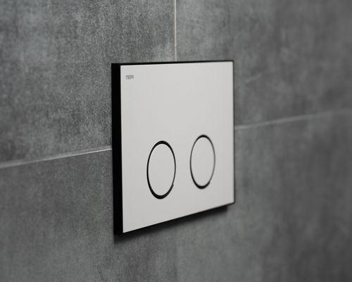 Pauli + Menden WC Betätigungsplatte MEPA Frame 2-M Laminam Warmgrau-Mattschwarz, 148 x 218 mm, Farbe warm grau Bild 4
