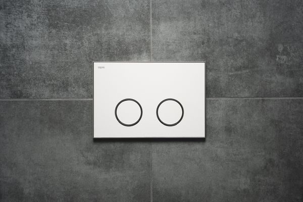 Pauli + Menden WC Betätigungsplatte MEPA Frame 2-M Laminam Weiss-Mattsilber, 148 x 218 mm, Farbe weiß Bild 6