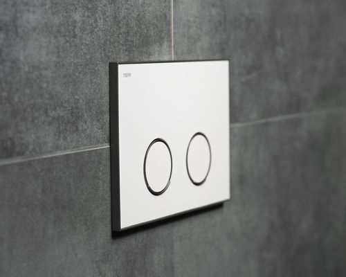 Pauli + Menden WC Betätigungsplatte MEPA Frame 2-M Laminam Weiss-Mattsilber, 148 x 218 mm, Farbe weiß Bild 4