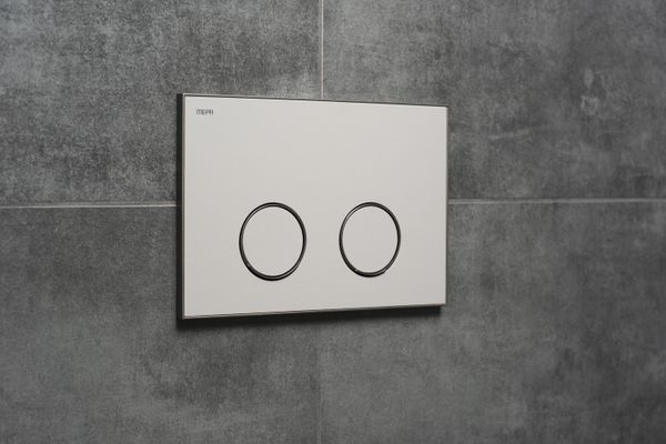 Pauli + Menden WC Betätigungsplatte MEPA Frame 2-M Laminam Warmgrau-Mattsilber, 148 x 218 mm, Farbe warm grau Bild 5