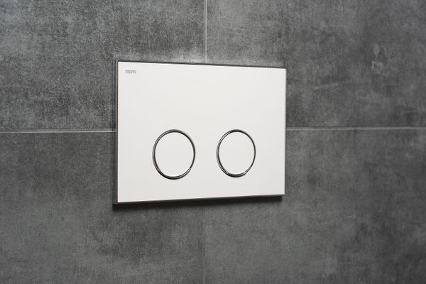 Pauli + Menden WC Betätigungsplatte MEPA Frame 2-M Laminam Weiss-Glanzchrom, 148 x 218 mm, Farbe weiß, chrom Bild 5