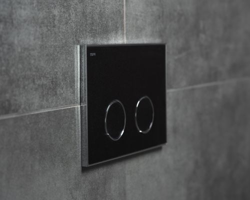 Pauli + Menden WC Betätigungsplatte MEPA Frame 2-M Laminam Schwarz-Glanzchrom, 148 x 218 mm, Farbe schwarz, chrom Bild 4
