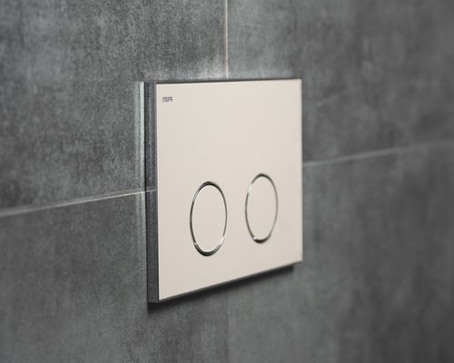 Pauli + Menden WC Betätigungsplatte MEPA Frame 2-M Laminam Sand-Glanz, 148 x 218 mm, Farbe chrom Bild 4