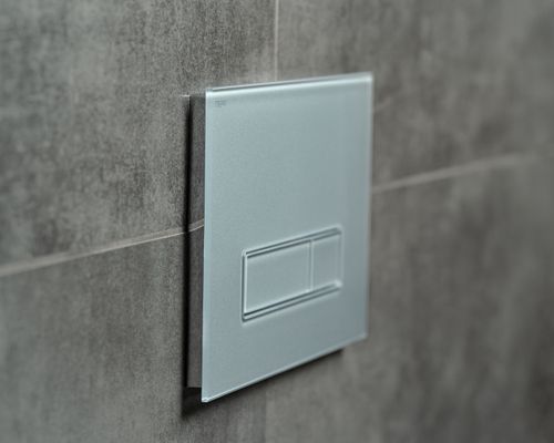 Pauli + Menden WC-Betätigungsplatte MEPA Orbit 2-M Glas Silber Fliesenbündig, 157 x 230 mm, Farbe silber Bild 4