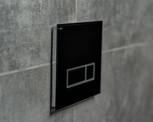 Pauli + Menden WC-Betätigungsplatte MEPA Orbit 2-M Glas Schwarz Fliesenbündig, 157 x 230 mm, Farbe schwarz Bild 4