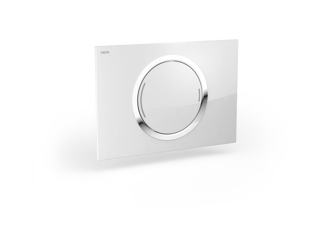 Pauli + Menden WC-Betätigungsplatte MEPA Zero 2-M Glas Weiss Fliesenbündig, 157 x 230 mm, Farbe weiß Bild 1