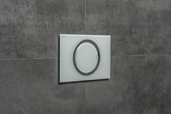Pauli + Menden WC-Betätigungsplatte MEPA Zero 2-M Glas Weiss Fliesenbündig, 157 x 230 mm, Farbe weiß Bild 5