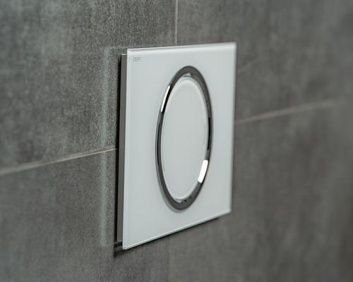 Pauli + Menden WC-Betätigungsplatte MEPA Zero 2-M Glas Weiss Fliesenbündig, 157 x 230 mm, Farbe weiß Bild 4