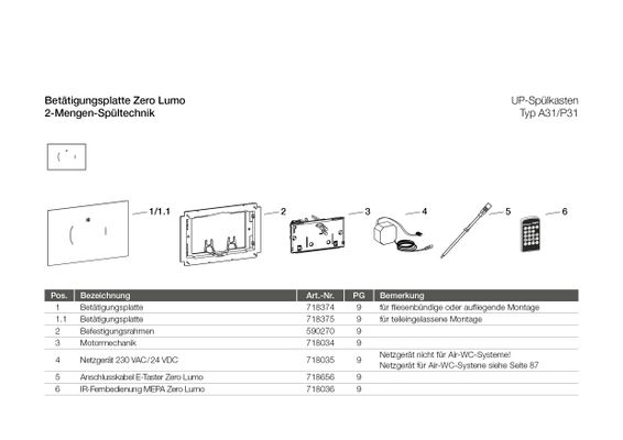 Pauli + Menden WC-Betätigungsplatte Zero Lumo 2-M Glas Weiss Teileingelassen, 157 x 230 mm, Farbe weiß Bild 3