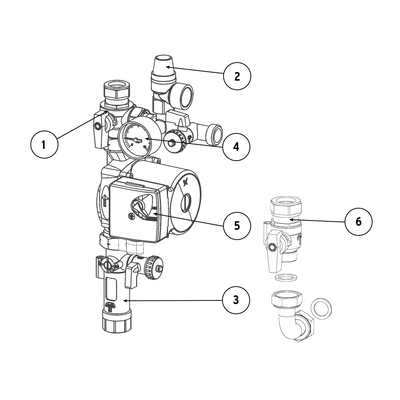 Sonnenkraft 1-Strang Solar-Pumpengruppe Typ: RLGHE, mit SKSC2HE, 2 Fühler, 600 x 180 x 200 mm, Farbe silberfarben Bild 2