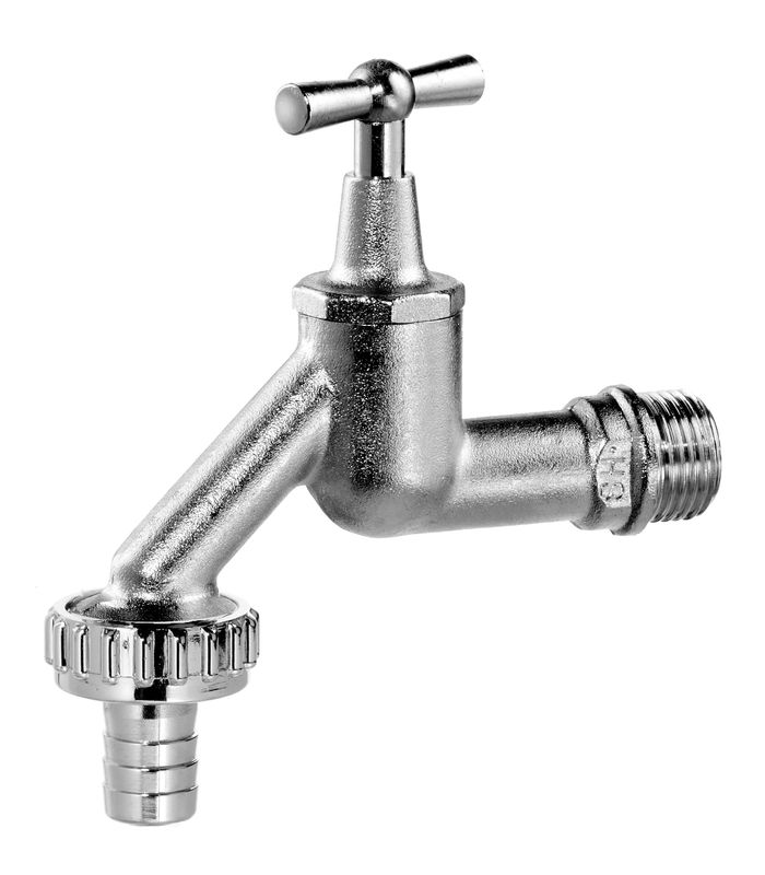 Schmidt Auslaufventil mit Knebel 3/4" mit Schlauchverschraubung matt-, DN 20, Farbe silberfarben Bild 1