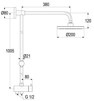 Schulte SH DUSCHSYSTEM ASCONA_1 UMSTLG. UND WANDSTG, 1/2", 1005 x 364 x 200 mm, Farbe chrom Bild 5