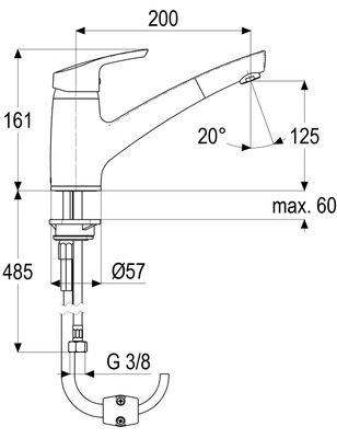 Schulte SH KÜCHENARMATUR EHM OMEGA_400, MIT HERAUSZ. HB 200X125, Farbe chrom Bild 4