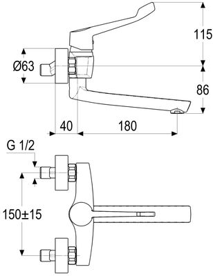 Schulte SH KÜCHENW.ARM EHM ALPHA_350 CARE, MIT SCHWENKAUSLAUF 180MM, Farbe chrom Bild 4