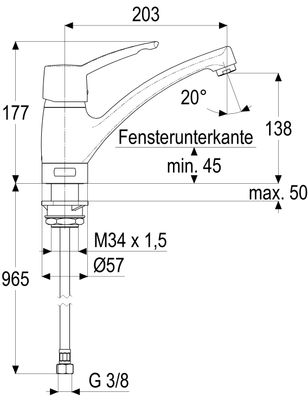 Schulte SH KÜCHENARMATUR EHM VERDINI UNTERFENSTERMONTAGE 203X135, Farbe silberfarben Bild 5