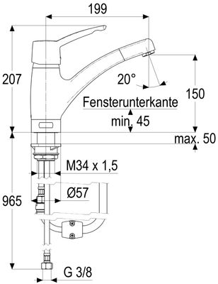 Schulte SH KÜCHENARMATUR EHM VERDINI UNTERFENSTERMONTAGE 200X150, Farbe silberfarben Bild 5