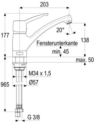 Schulte SH KÜCHENARMATUR EHM VERDINI ND UNTERFENSTERMONTAGE 203X135, Farbe silberfarben Bild 5