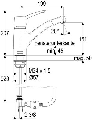 Schulte SH KÜCHENARMATUR EHM VERDINI ND UNTERFENSTERMONTAGE 200X150, Farbe silberfarben Bild 5