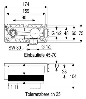 Schulte SH WT EINBAUSET TEC-BOX_WT STEUERUNG RECHTS, 174X75 Bild 5