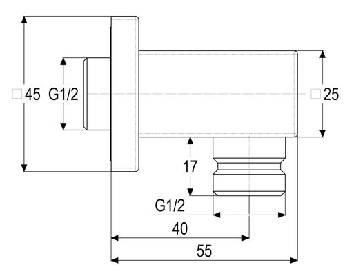 Schulte SH WANDANSCHLUSSBOGEN ALPHA_400, MIT RV, 1/2" X 1/2", 54 mm, Farbe chrom Bild 4