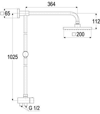 Schulte SH DUSCHSYSTEM ALPHA_400, MIT UMSTELLUNG QUADRAL, 1/2", CHR, 1027 x 364 x 200 mm, Farbe chrom Bild 5
