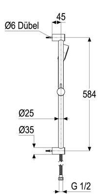 Schulte SH WANDSTANGENSET ALPHA_100 WANDSTANGE 600 MM, Farbe chrom Bild 5