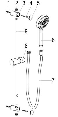 Schulte SH WANDSTANGENSET ASCONA_1, MIT BRAUSEHALTER,600MM, 1/2", CHR, Farbe chrom Bild 4