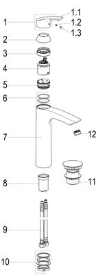 Schulte SH WASCHTISCH EHM HOCH OMEGA_400 DRUCKKNOPF-ABLGARN. 147X191, Farbe chrom Bild 3