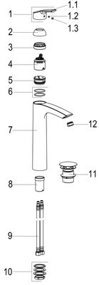 Schulte SH WASCHTISCH EHM HOCH OMEGA_400 DRUCKKNOPF-ABLGARN. 155X240, Farbe chrom Bild 3
