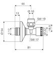P&M TopSelect Eckventil 1/2", mit Schubrosette, Längenausgleich, selbstdichtendem Anschluss, DVGW geprüft, verchromt, Messing Bild 3