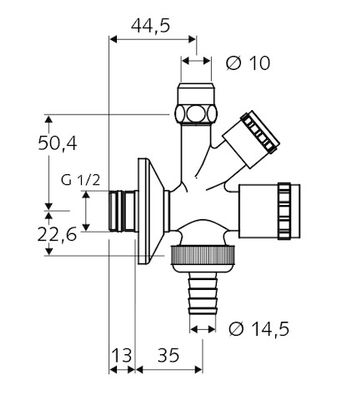 P&M Kombi-Eckventil 1/2", mit Rückflussverh, selbstd.Anschlussgew, Farbe chrom Bild 3