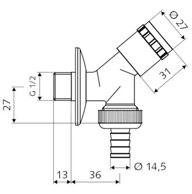 P&M Geräte-Schraegsitzventil 1/2", mit Rückflussverhinderer, Farbe chrom Bild 3