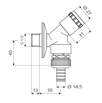 P&M Geräte-Schraegsitzventil 1/2" mit Rückflussverhinderer u.Belü. DVGW gepr, Farbe chrom Bild 3