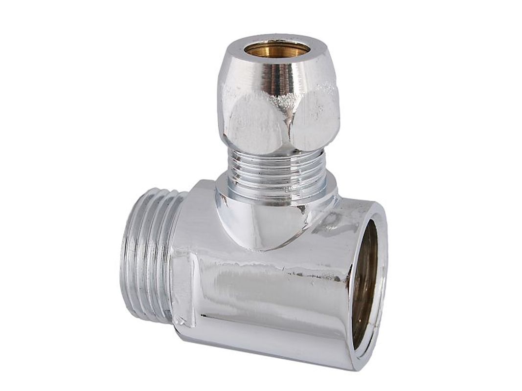 Schloesser JS T-STüCK M. 1 QüTSCHVERSCHR, IGxAG 1/2",3/, 8" x 10MM, VERCHR, DN 10, Farbe chrom Bild 1