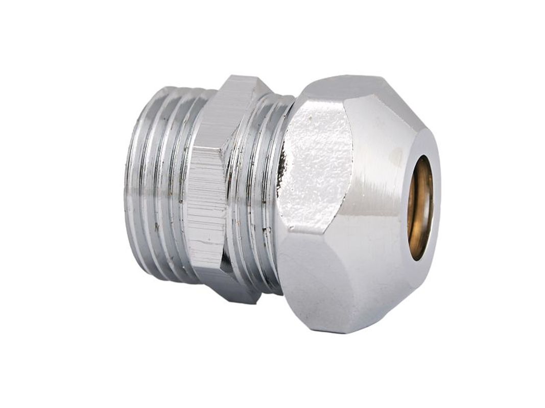 Schloesser JS QüTSCHVERSCHRAUB. AUF NIPPEL, MIT AG, DN 15,1/, 2" x 1 /, 2" x 12MM, VERCHR, 32 mm, Farbe chrom Bild 1