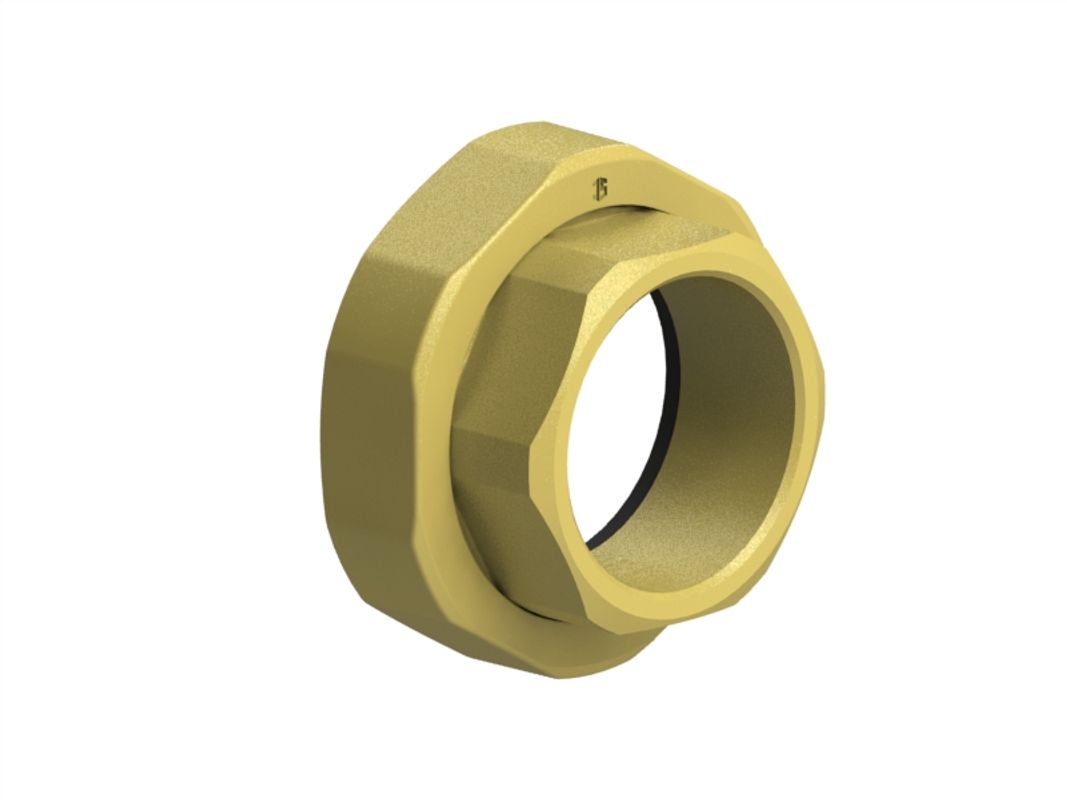 Schloesser Abgangsverschraubung für Abzweig-T-Ventile 1 1/2" x 1 1/2" für Stahlrohr, Material Messing Bild 1