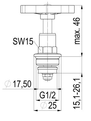 Schloesser Oberteil, mit Handrad 1/2", Material Messing Bild 4