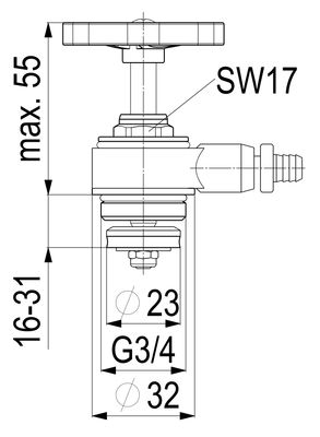 Schloesser JS Oberteil 1/2" mit Entleerung, für Gerads / Marktm. mit steig.Spindel, Mess, DN 15 Bild 4
